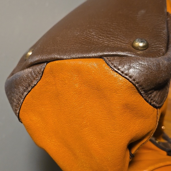MCM Leather Shoulder Bag Orange and Brown - Picture 10 of 14